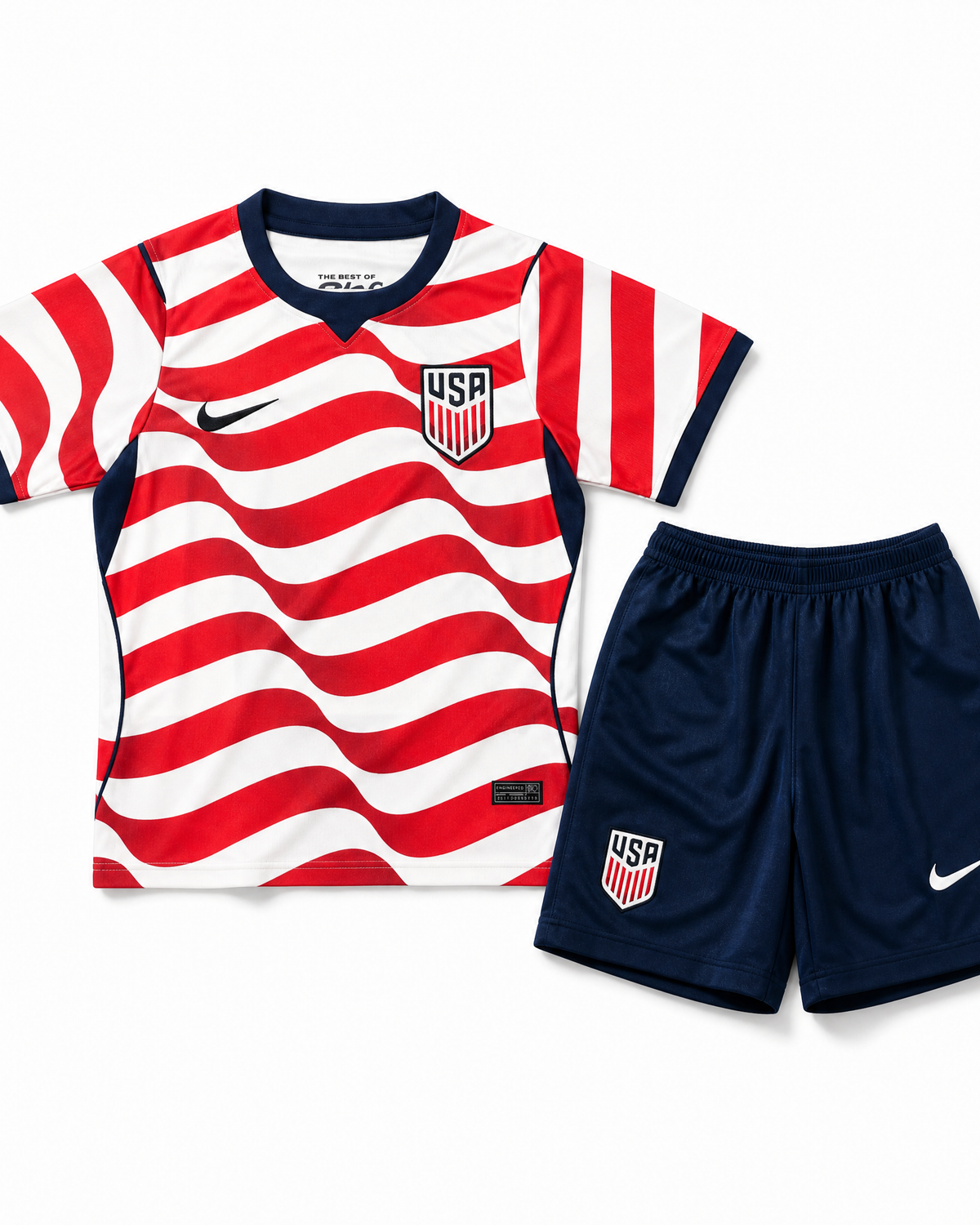 Maglia USA Home Bambino 2026 bianca Nike con onde rosse Stars and Stripes