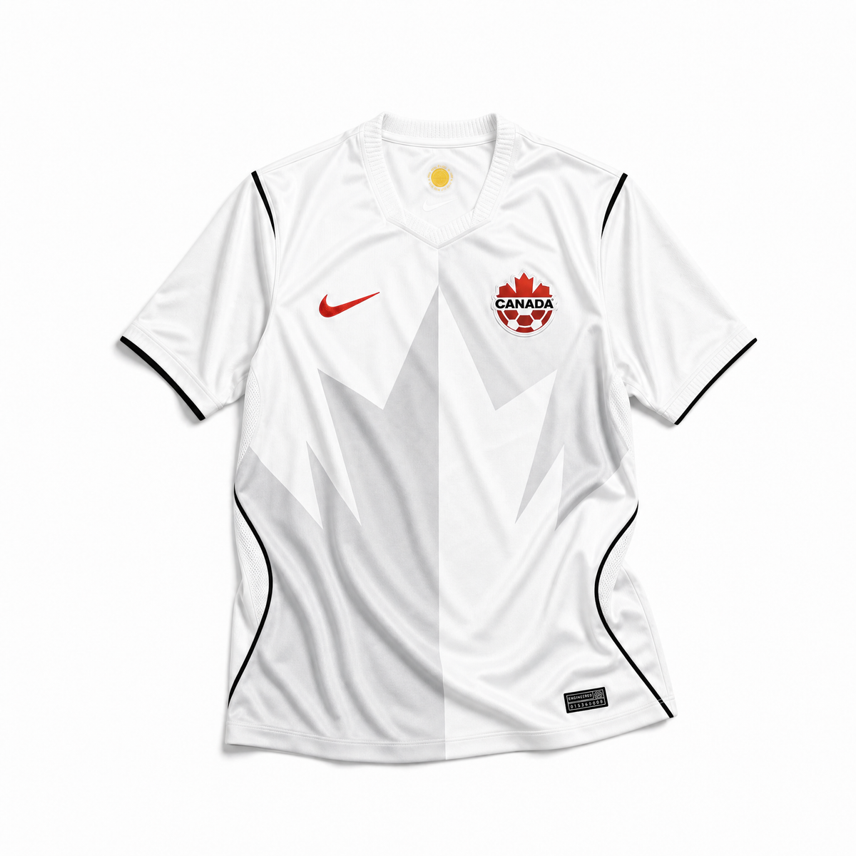 Canada Maglia Third 2026 World Cup vista frontale bianca con grafica tono su tono ispirata alla foglia d’acero