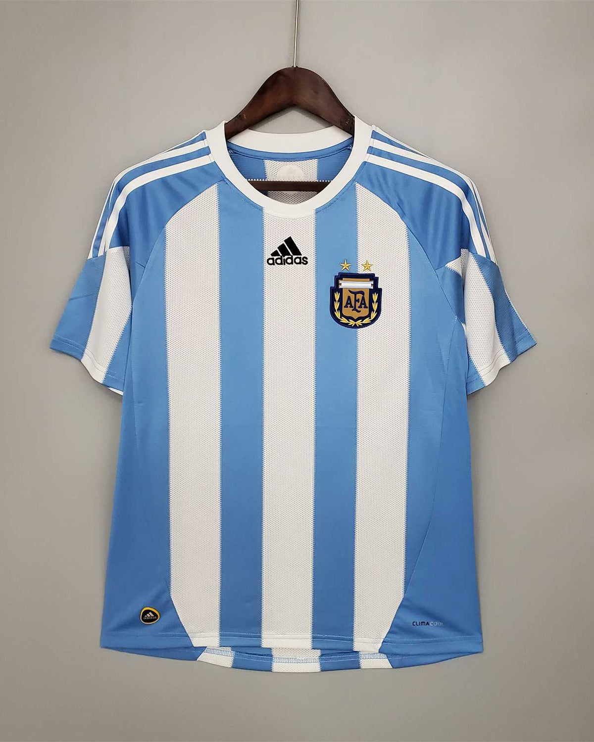 Maglia Argentina 2010 vista frontale strisce bianche azzurre