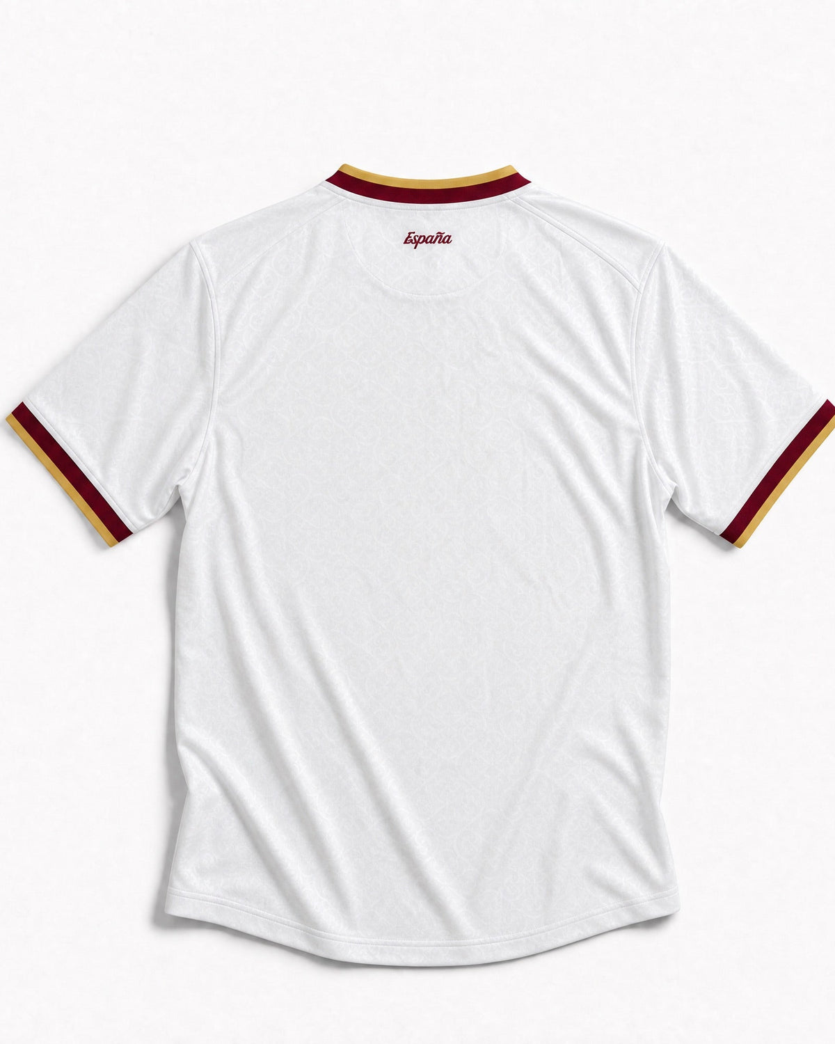 Retro della maglia chiara da trasferta della nazionale spagnola 2026 con finiture sulle maniche