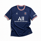 Maglia PSG 2021/22 vista frontale blu con banda centrale