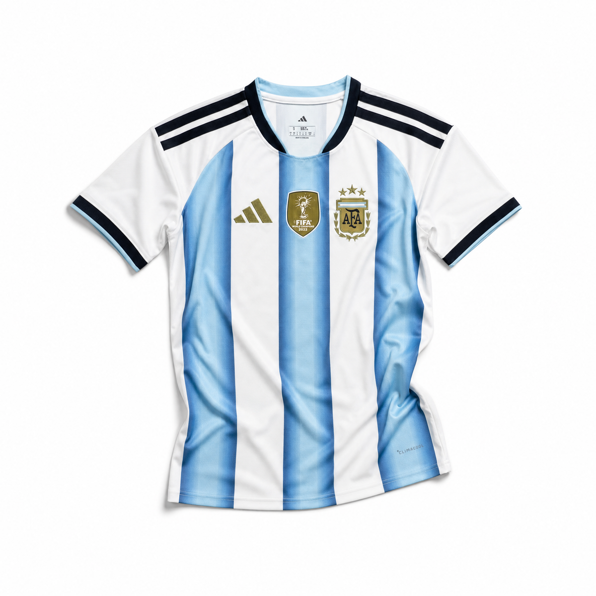 Retro della maglia bianco-celeste Argentina 2026 con il nome Messi e il numero 10 stampati in nero.
