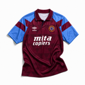 Aston Villa maglia home 1990/91 bordeaux con maniche azzurre
