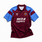 Aston Villa maglia home 1990/91 bordeaux con maniche azzurre
