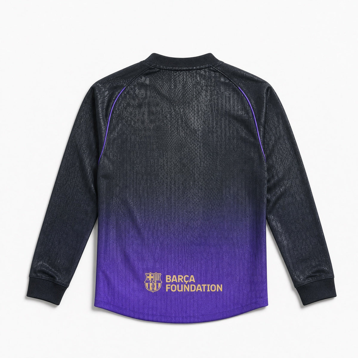Maglia Barcellona 2026/27 away manica lunga vista posteriore dettaglio tessuto