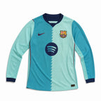 Maglia third manica lunga Barcellona 2026/27 vista frontale design bicolore azzurro