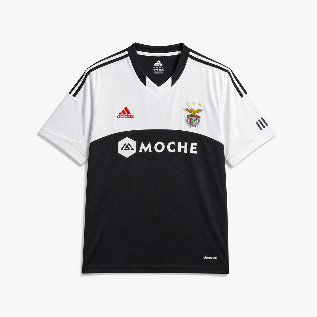Maglia Benfica Away 2013/14 nera Adidas con pannello bianco e sponsor Moche

