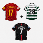 CR7 Portugal Home 2004 + CR7 Sporting L. Home 2003 + CR7 M. United Away 2008