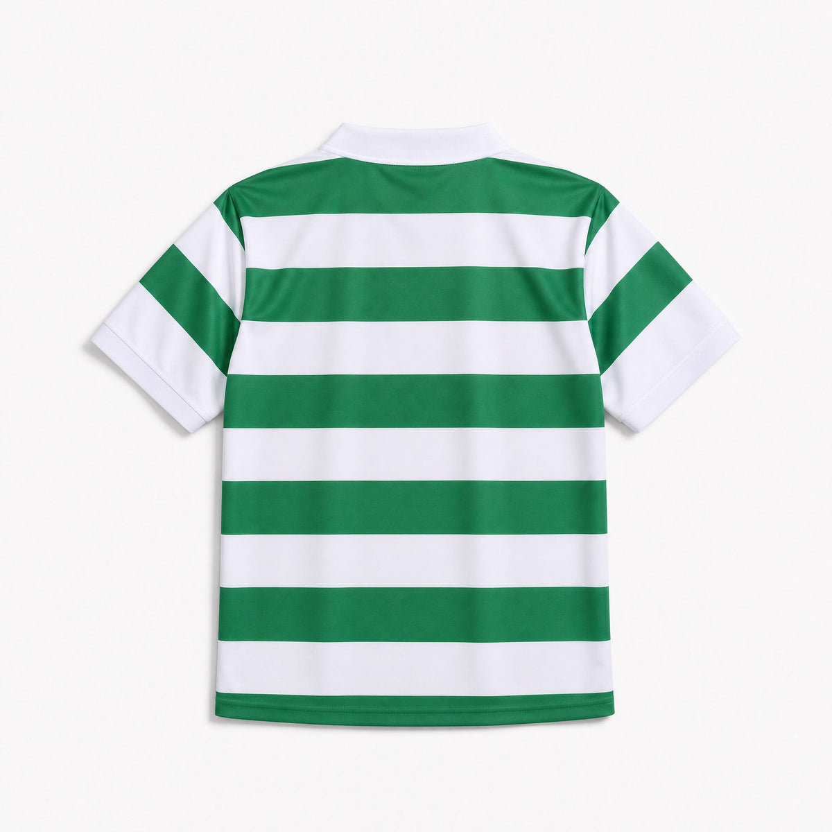 Jersey Celtic 1980 con bande orizzontali verdi e bianche