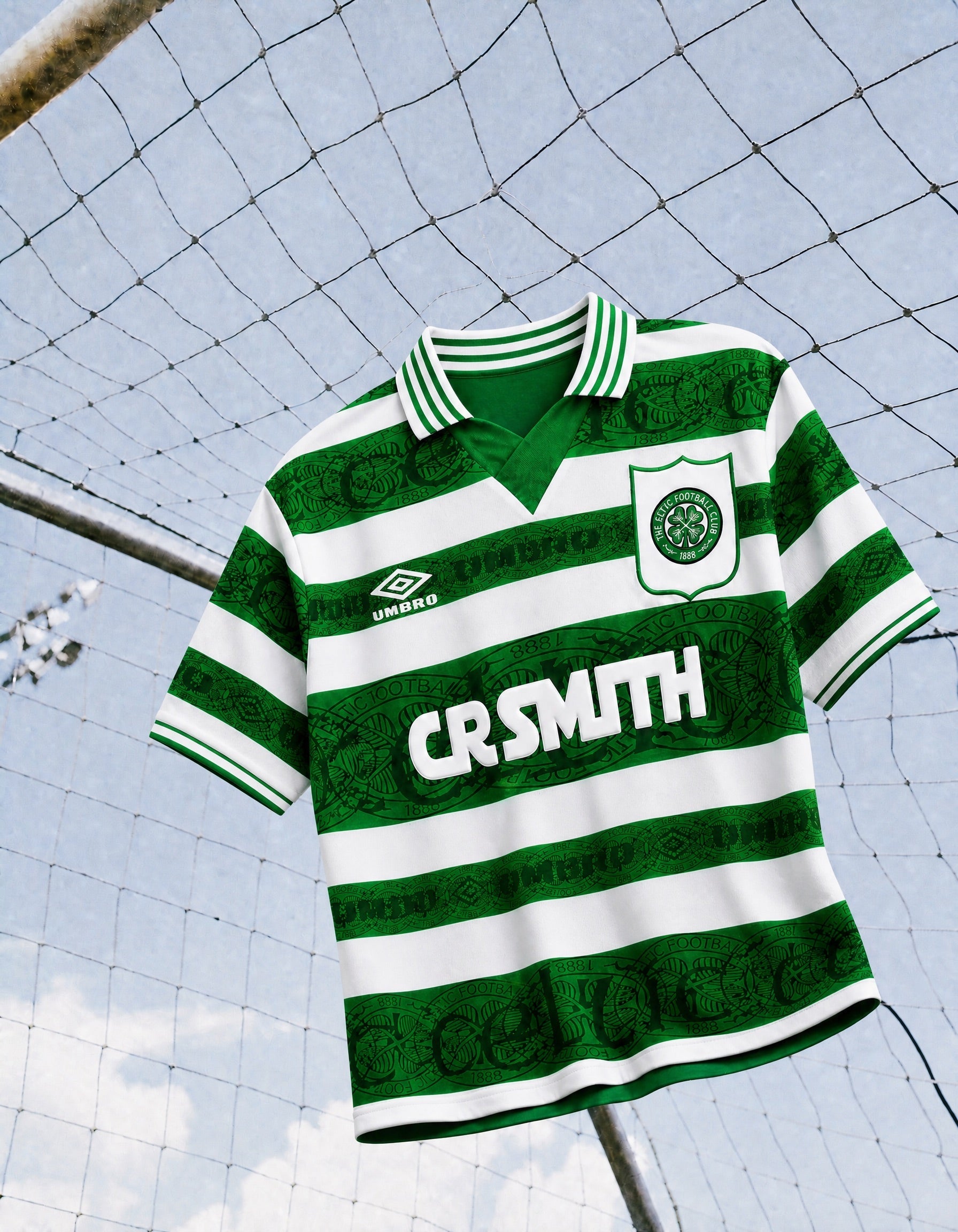 Dettaglio colletto verde maglia Celtic rétro