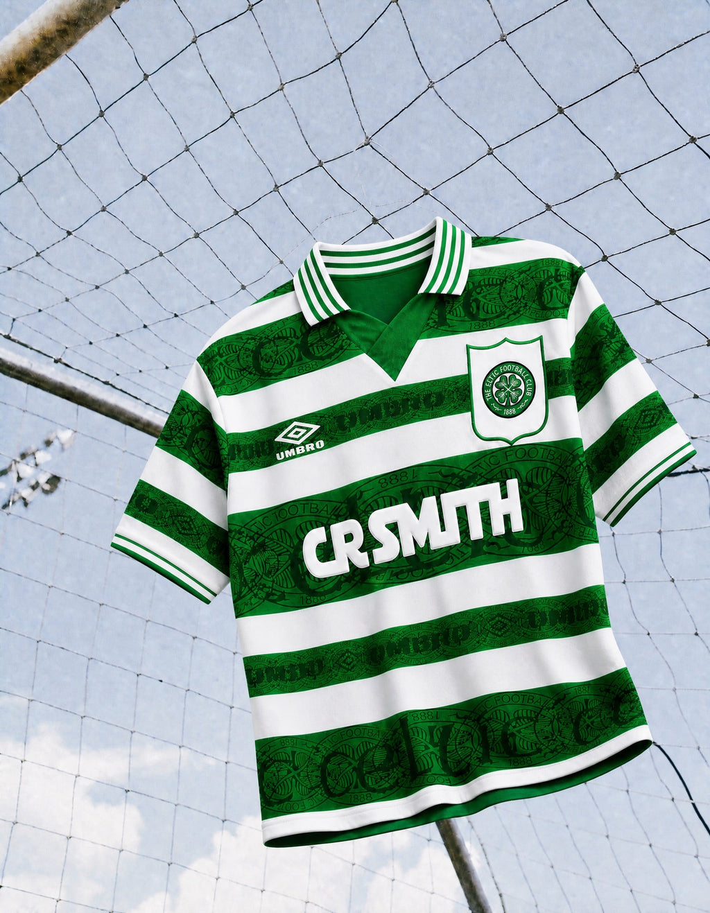 Dettaglio colletto verde maglia Celtic rétro