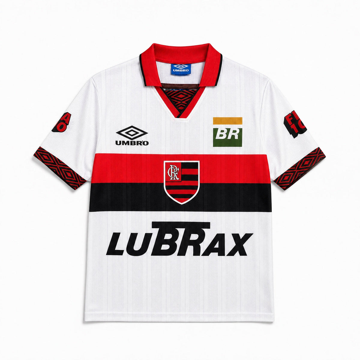 Flamengo maglia away 1995 anniversario 100 anni colore bianco con fascia rosso nera
