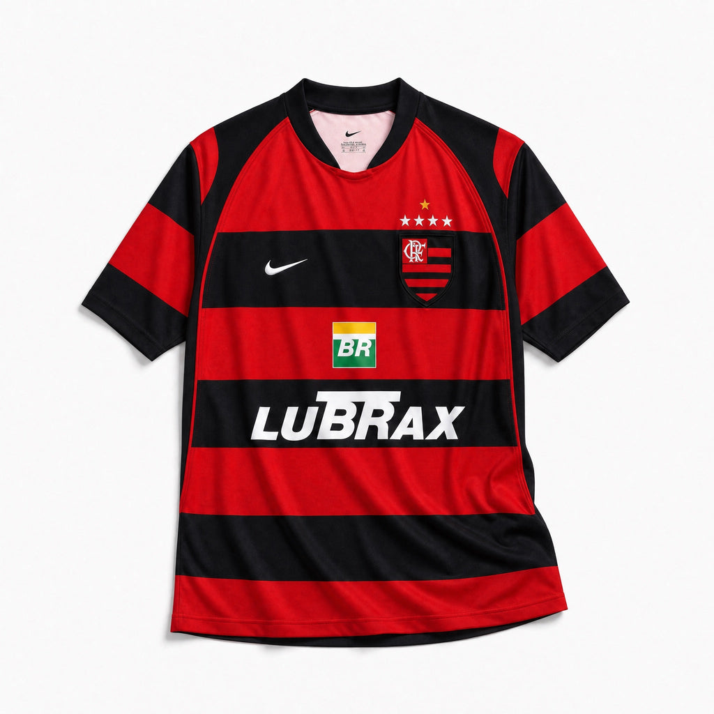 Flamengo home shirt 2003/04 con bande orizzontali rosso nere

