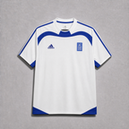Maglia Grecia Home 2004 World Cup bianca blu vista frontale dettagli classici