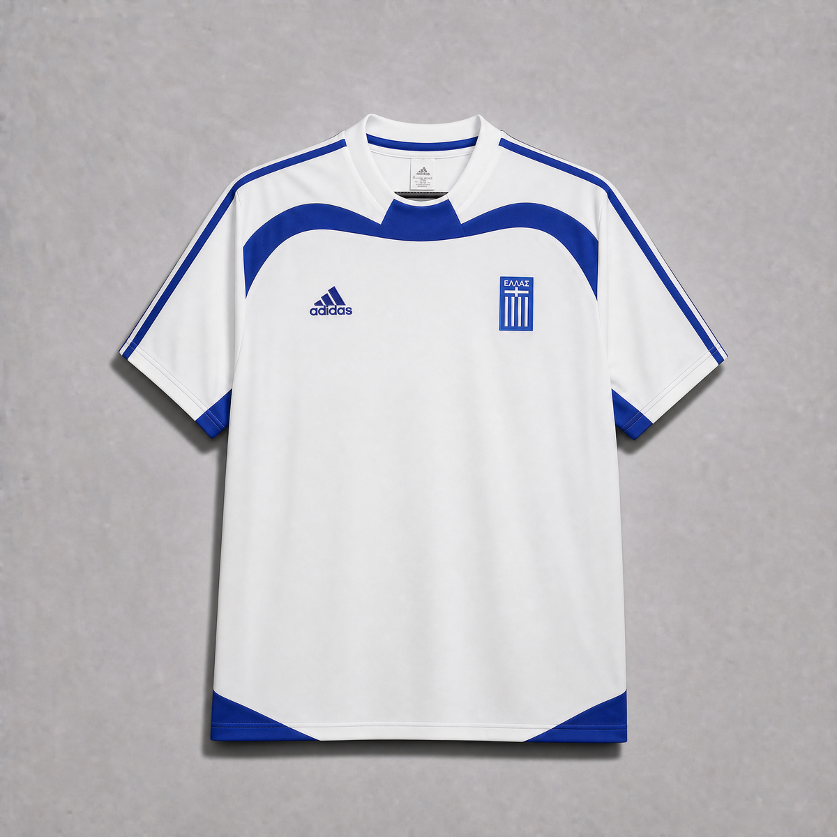 Maglia Grecia Home 2004 World Cup bianca blu vista frontale dettagli classici