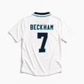 Maglia Beckham Inghilterra Home 1996 bianca con numero 7 sul retro