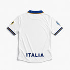 Retro maglia bianca Italia 1996 Baggio numero 18 blu con font ufficiale.