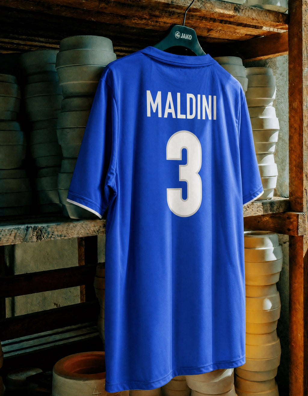 Fronte maglia home Italia 1998 con colletto a polo e stemma FIGC.
