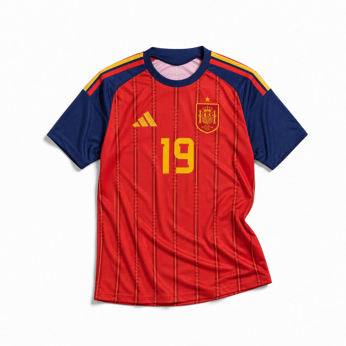 Maglia Spagna Home 2026 Lamine Yamal 19 vista frontale design rosso