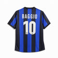 Retro maglia Inter 1998/99 Baggio numero 10 bianco su strisce nerazzurre.
