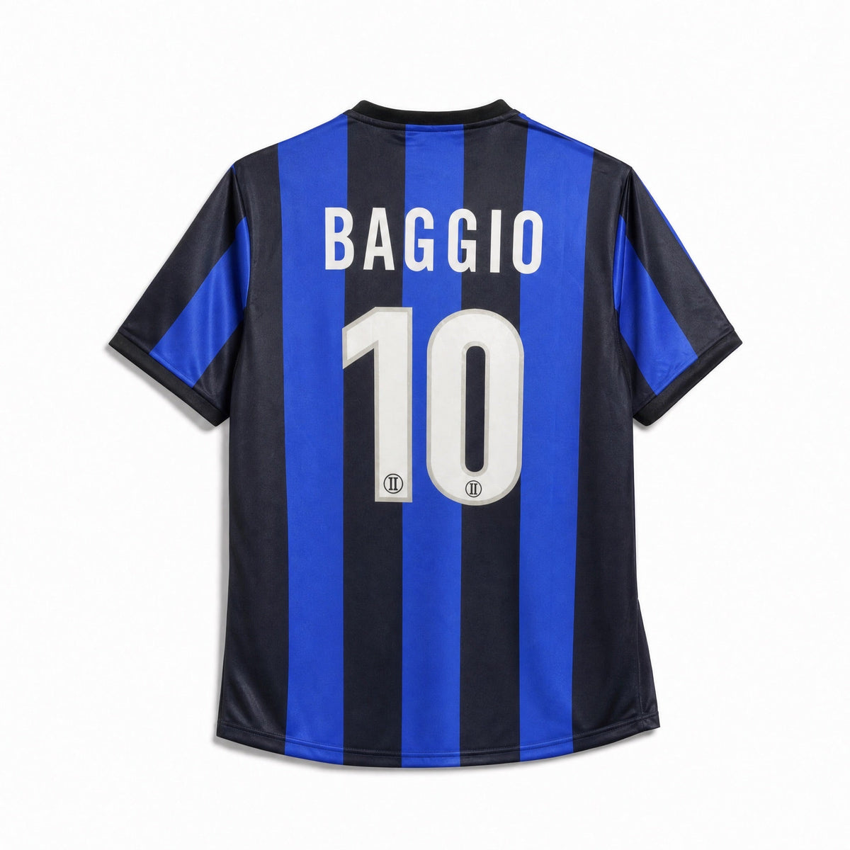 Retro maglia Inter 1998/99 Baggio numero 10 bianco su strisce nerazzurre.
