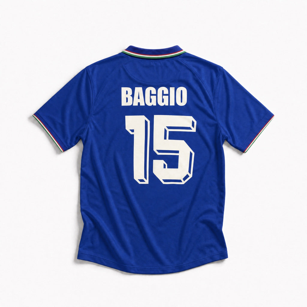 Retro maglia azzurra Italia 1990 Baggio numero 15 bianco con stile originale