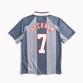Maglia Beckham Inghilterra Away 1996 grigio chiaro vista posteriore con numero 7