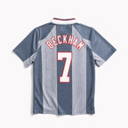 Maglia Beckham Inghilterra Away 1996 grigio chiaro vista posteriore con numero 7