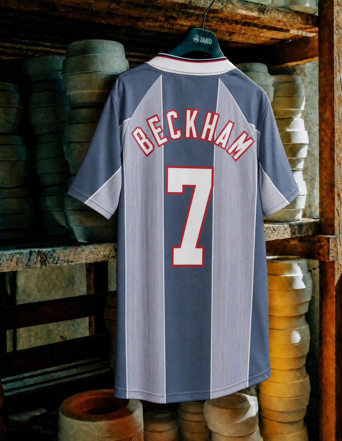Maglia Beckham Inghilterra 1996 Away vista posteriore con nome e numero 7