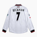 Maglia Beckham Manchester United Away Long 1998/99 vista posteriore con numero 7