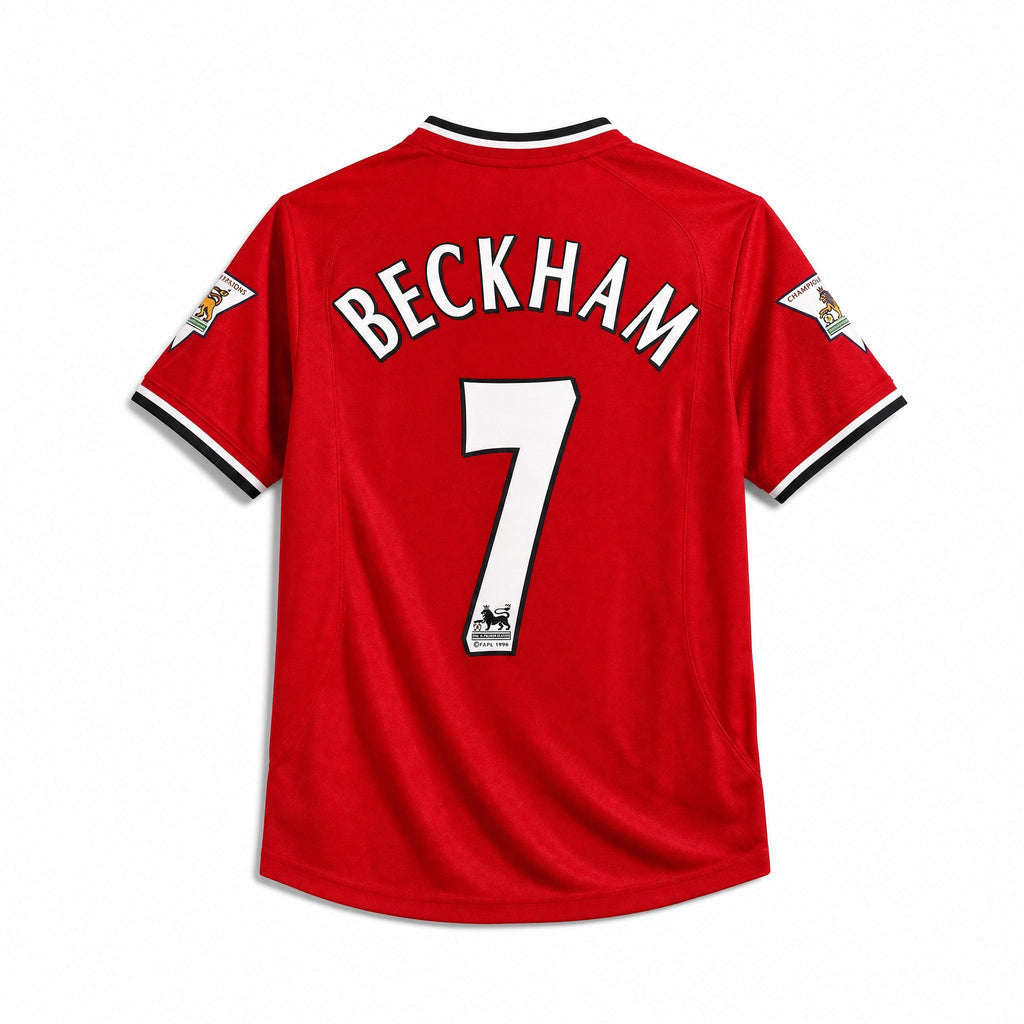 Maglia Beckham Manchester United Home 2001/02 vista posteriore con nome Beckham e numero 7