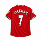 Maglia Beckham Manchester United Home 2001/02 vista posteriore con nome Beckham e numero 7