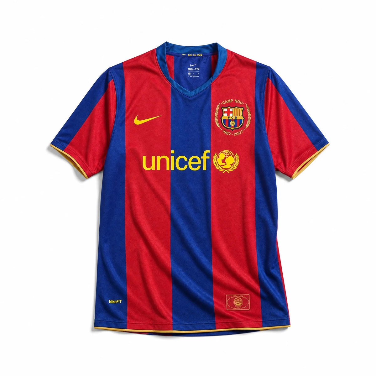 Maglia Barcellona 2007/08 Home 50 anniversario Camp Nou vista frontale

