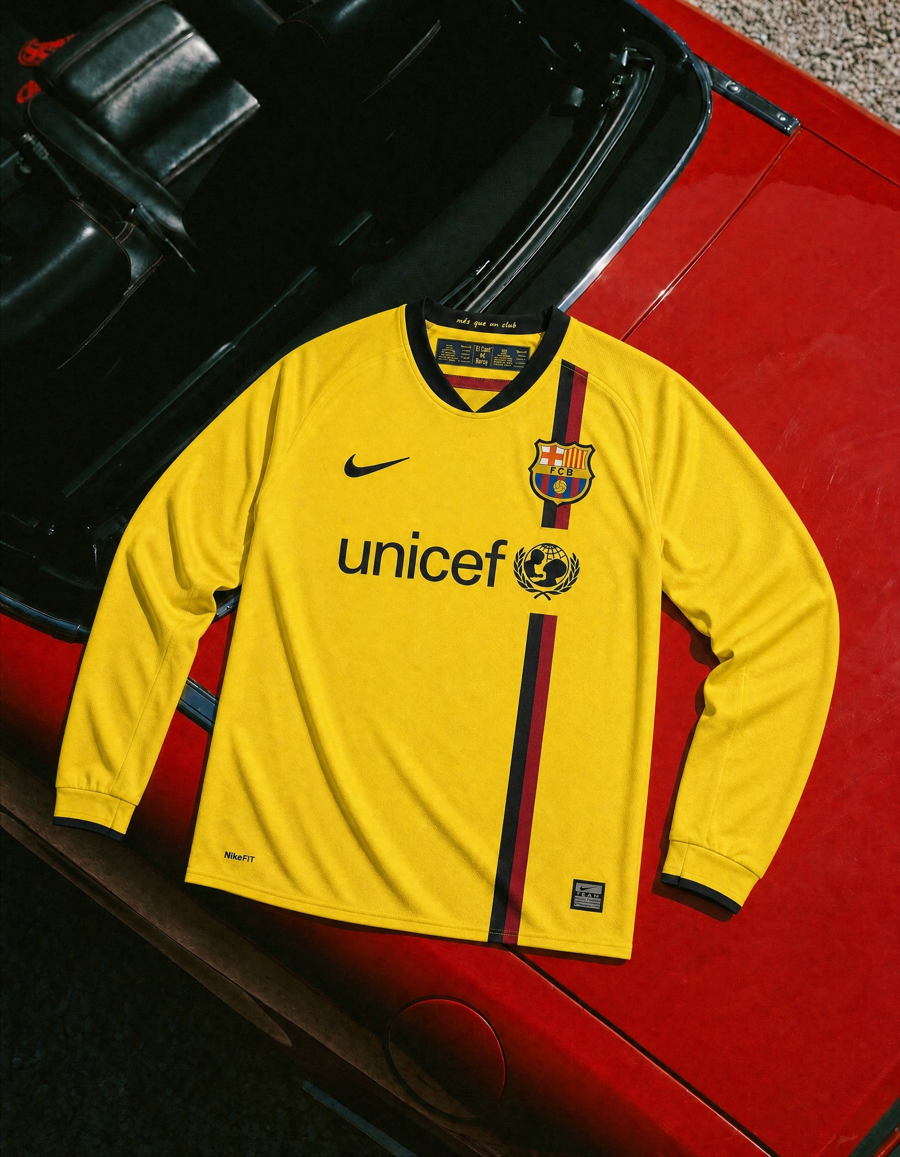 Tessuto maglia Barcellona 2008/09 away maniche lunghe gialla