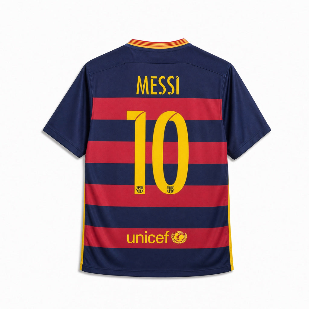 Maglia Barcellona 2015/16 home Messi numero 10 retro blaugrana vista posteriore
