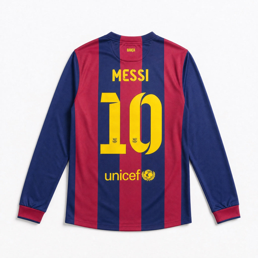 Maglia Barcellona 2014/15 home maniche lunghe Messi numero 10 retro blaugrana