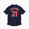 Maglia PSG 2001/02 Ronaldinho numero 21 retro blu con nome stampato
