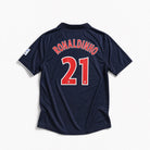 Maglia PSG 2001/02 Ronaldinho numero 21 retro blu con nome stampato

