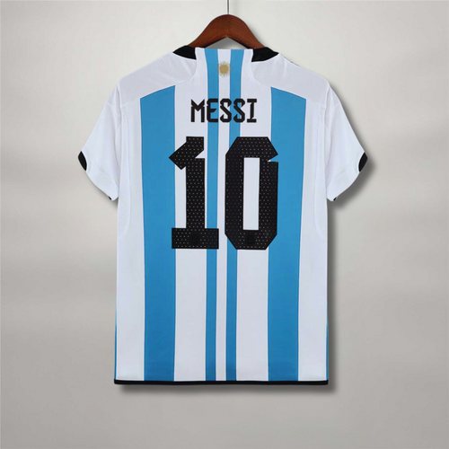 Maglia Argentina 2022 home Messi numero 10 retro bianco celeste vista posteriore