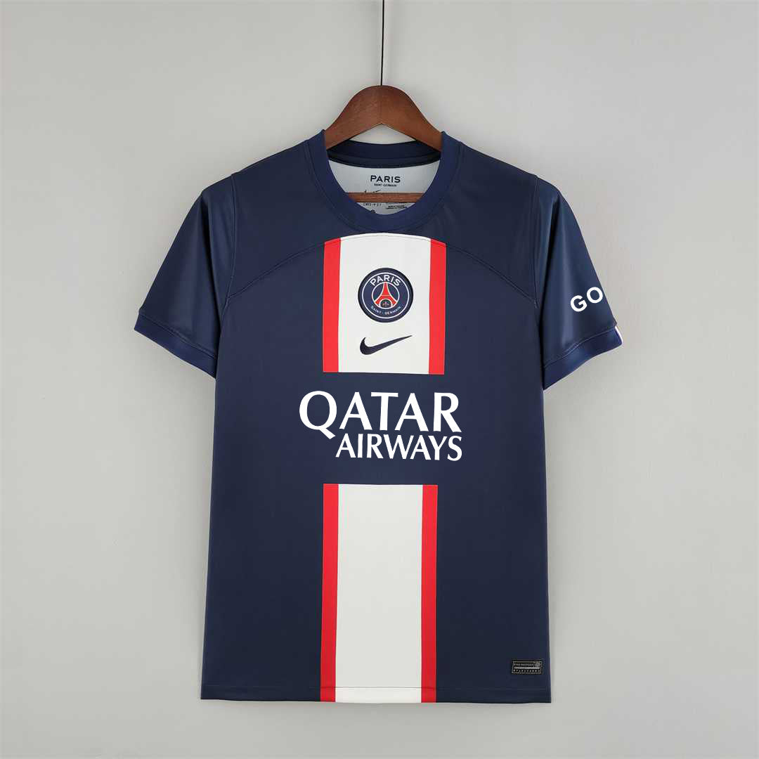 Maglia PSG 2022/23 vista frontale blu con banda centrale