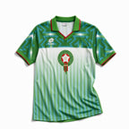 Maglia Away Marocco 1994 World Cup bianca e verde vista frontale con motivo geometrico.