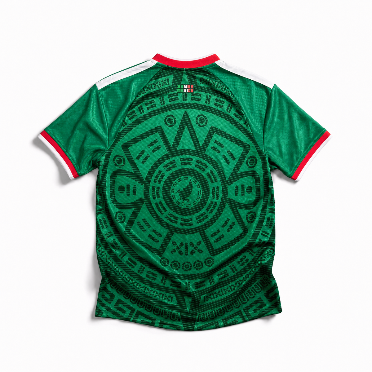 Mexico Maglia Home 2026 World Cup vista posteriore con motivo decorativo geometrico verde
