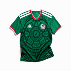 Mexico Maglia Home 2026 World Cup vista frontale verde con grafica circolare ispirata alla tradizione messicana