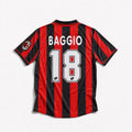 Retro maglia rossonera Milan 1996/97 con nome Baggio e numero 18 argento.