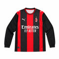 Maglia home manica lunga Milan 2026/27 vista frontale strisce rosso-nere