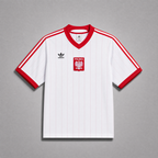 Maglia Polonia Home 1982 World Cup rossa dettagli bianchi vista frontale