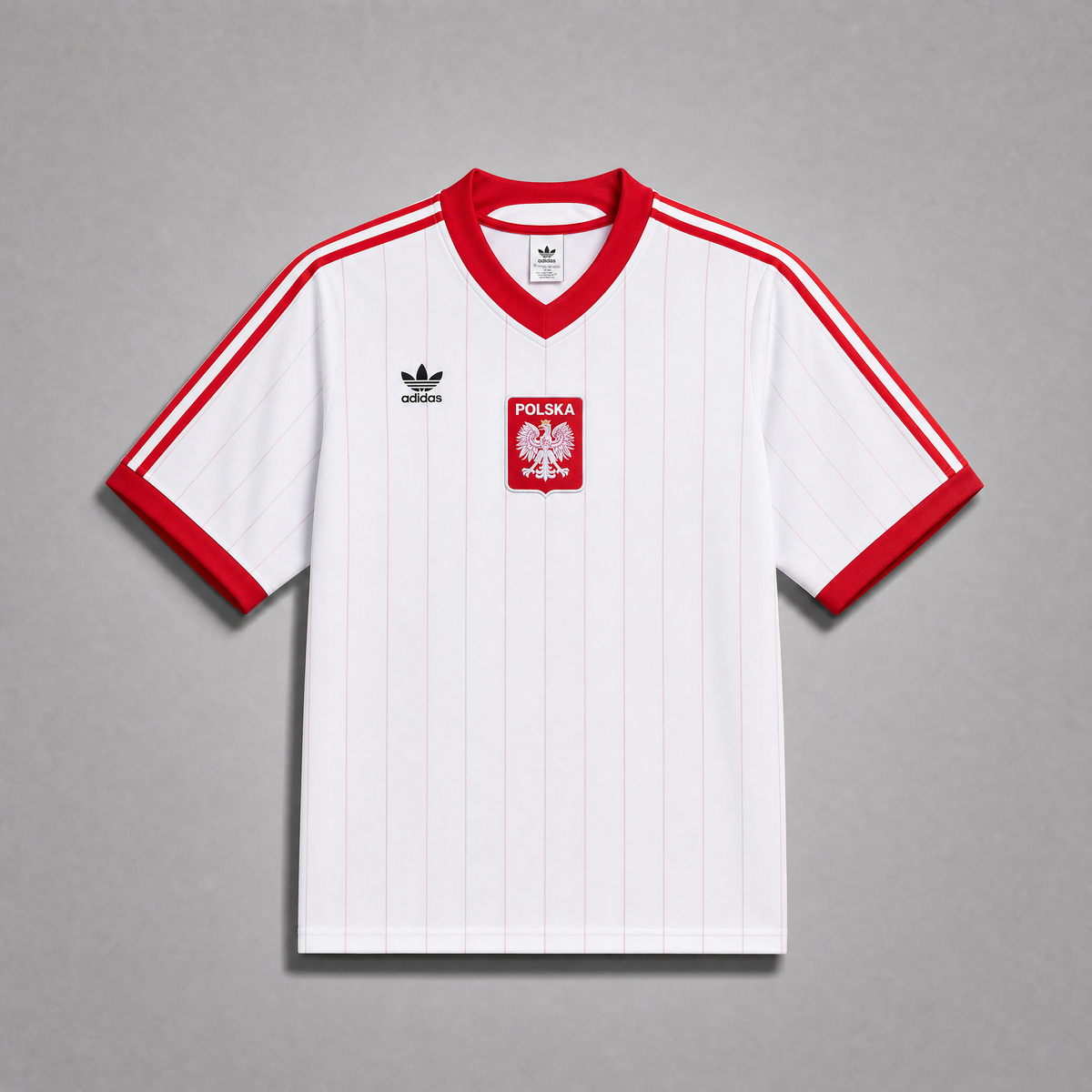 Maglia Polonia Home 1982 World Cup rossa dettagli bianchi vista frontale