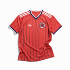 Maglia Scozia Away 2026 World Cup vista frontale design scuro pattern scozzese moderno