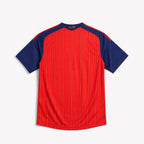 Retro della Maglia Home Spagna Vittoria Mondiali 2026 con maniche blu e finiture rosse.