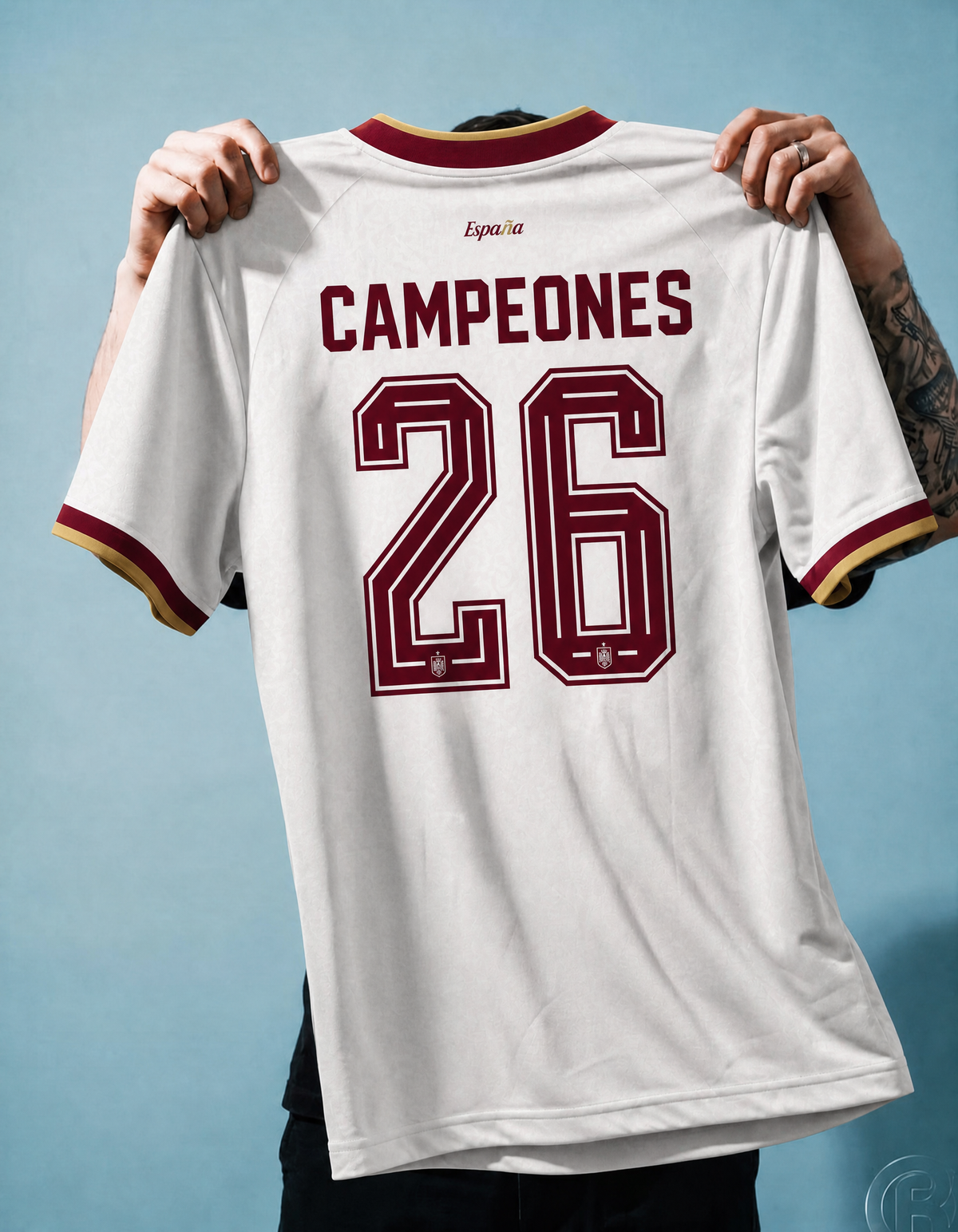 Retro della Maglia Away Spagna 2026 mostrata da vicino con personalizzazione numero 26.